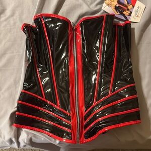 Black and Red Vinyl Corset